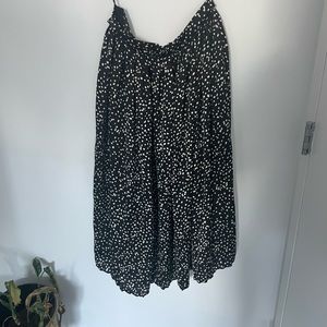 Forever 21 maxi/midi skirt black and white polka dot